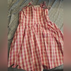 Pink and White Checkered Girls Dress